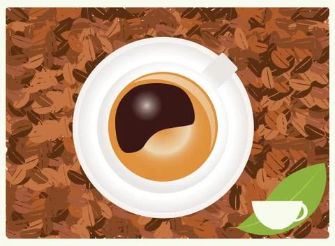 Coffee background with coffee cup and coffee beans, vector Stock Illustration