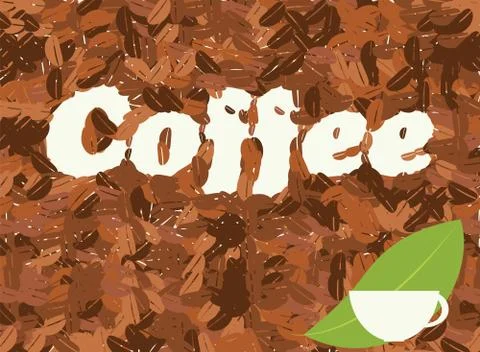 Coffee background with coffee cup and coffee beans, vector Stock Illustration