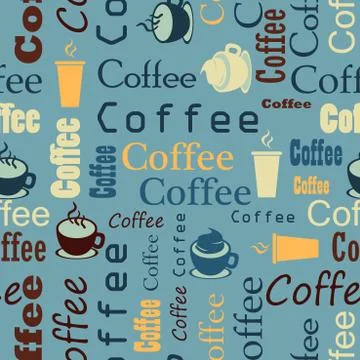Coffee background in retro style. Seamless coffee pattern. Vector illustratio Illustrazione stock