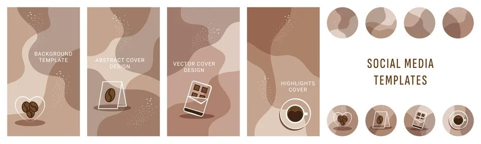 Coffee backgrounds. Cafe menu or web story minimal design. Circle highlight Stock Illustration