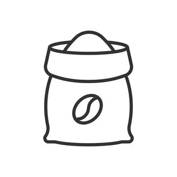Coffee bag beans icon in line design. coffee storage packaging roasted beans Stock Illustration