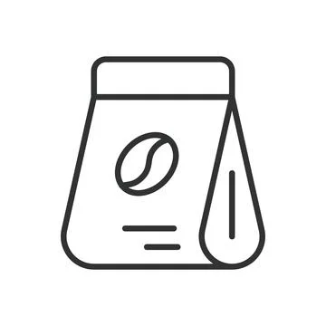 Coffee bag icon in line design. coffee packaging beans product storage cafe Stock Illustration