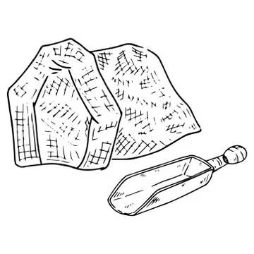 Coffee bag icon. Vector illustration fabric bag for coffee. Hand drawn fabric Stock Illustration