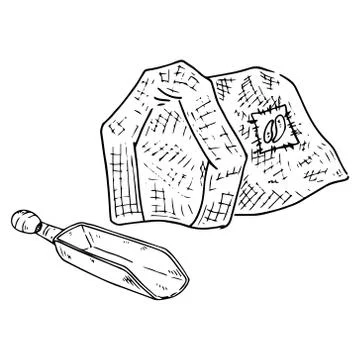 Coffee bag icon. Vector illustration fabric bag for coffee. Hand drawn fabric Stock Illustration
