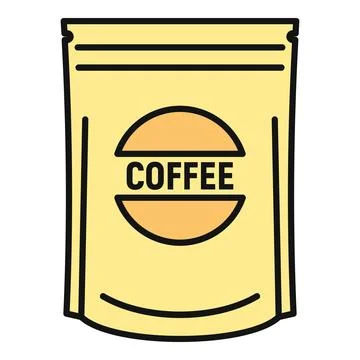 Coffee bag package containing ground beans or brew Illustrazione stock