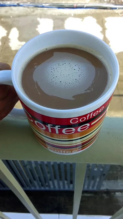 Coffee on the balcony Stock Footage 323012988