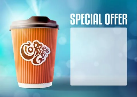 Coffee Banner Concept Blue Background. Vector EPS10 Stock Illustration