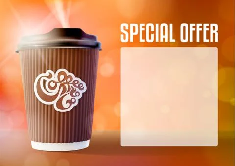 Coffee Banner Concept Orange Background. Vector EPS10 Stock Illustration
