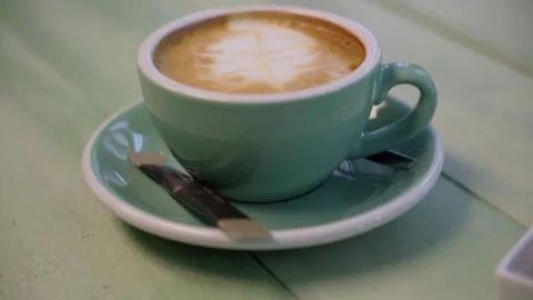Coffee bar with coffee beans and delicious breakfast in beautiful setting Stock Footage 142288000