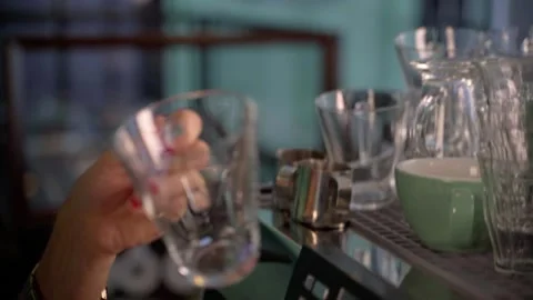 Coffee bar with coffee beans and delicious breakfast in beautiful setting Stock Footage 142288124