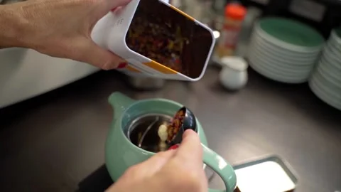 Coffee bar with coffee beans and delicious breakfast in beautiful setting Stock Footage 142288293