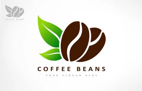 Coffee bean and leaf logo vector. Logo design vector illustration. Stock Illustration