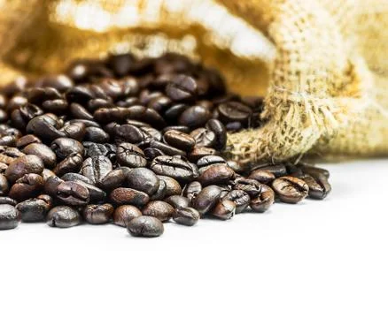 Coffee bean and packaging Stock Photos