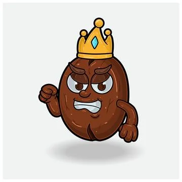 Coffee Bean With Angry expression. Mascot cartoon character for flavor, str.. Stock Illustration