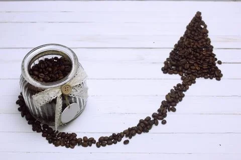 Coffee bean arrow Foto stock