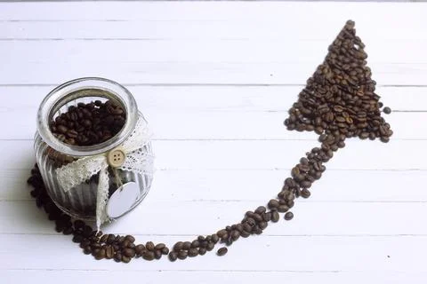 Coffee bean arrow Foto stock