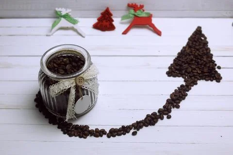Coffee bean arrow Foto stock