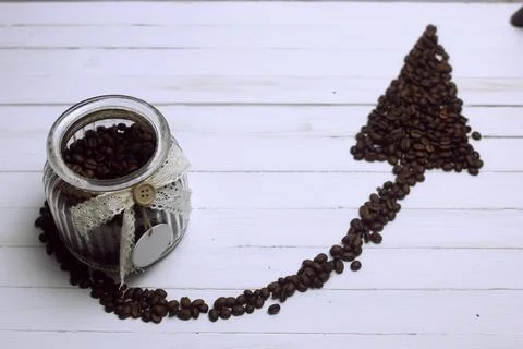 Coffee bean arrow Foto stock