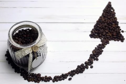 Coffee bean arrow Foto stock