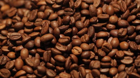 Coffee bean background. Sliding camera Stock Footage 61164214
