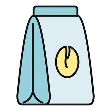 Coffee bean bag packaging flat design vector icon Stock Illustration