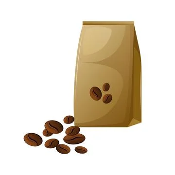 Coffee bean bag packaging Stock Illustration