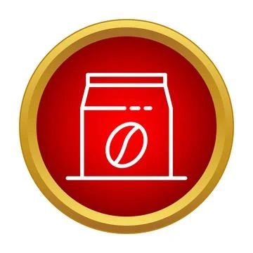 Coffee bean bag packaging product line icon Stock Illustration