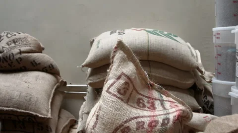 Coffee Bean Bags Stock Footage 47544825