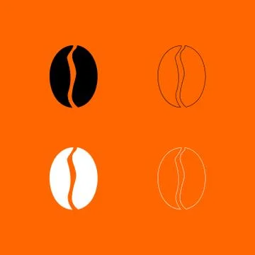 Coffee bean  black and white set icon . Illustrazione stock
