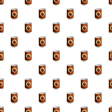Coffee bean cans creating diagonal repeating pattern on white Stock Illustration