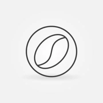 Coffee bean in circle vector icon in thin line style Stock Illustration