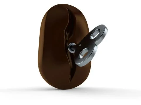 Coffee bean with clockwork key Stock-Illustration