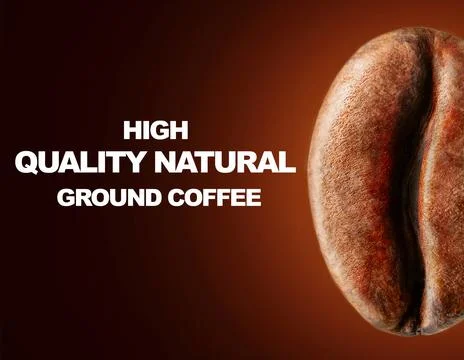 Coffee bean close-up, on a brown background with lighting and text.HIGH-QUALI Stock Photos