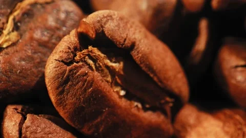 Coffee bean close up. Roasted coffee Stock Footage 144260530