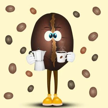 Coffee bean with coffeepot Stock Illustration