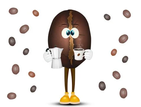 Coffee bean with coffeepot Stock Illustration