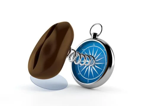 Coffee bean with compass Stock Photos