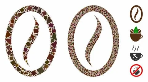 Coffee bean Composition Icon of Abrupt Elements Illustrazione stock