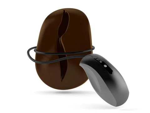 Coffee bean with computer mouse Stock Illustration