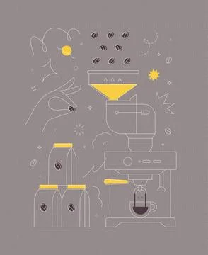 Coffee bean container coffee machine grey Stock Illustration