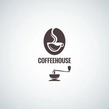 Coffee bean with cup logo design background Stock Illustration
