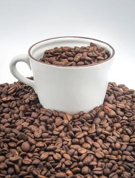 Coffee bean in cup on white background. Stock Photos