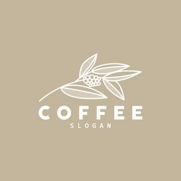 Coffee bean drink logo design in brown color vector illustration Stock Illustration