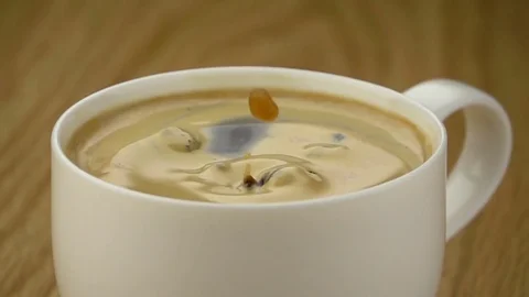 Coffee Bean Falling into the Cup. Stock Footage 76993057