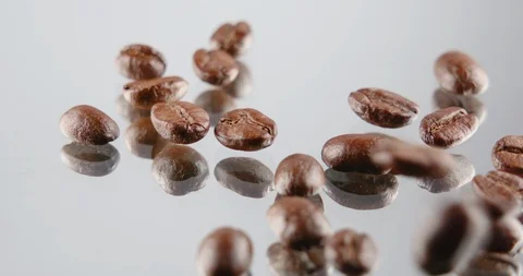 The Coffee bean falling down slow motion alpha chanel 200 fps Stock Footage 104625527