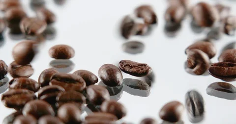 The Coffee bean falling down slow motion alpha chanel 200 fps Stock Footage 104625913