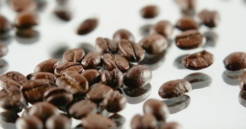 The Coffee bean falling down slow motion alpha chanel 200 fps Stock Footage 104626554