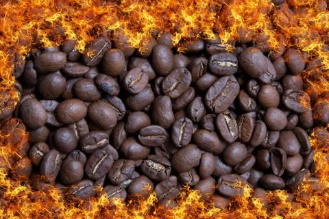 Coffee bean in fire Stock Photos