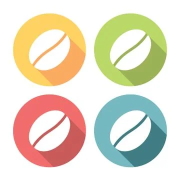 Coffee Bean Flat Icons Set Stock Illustration
