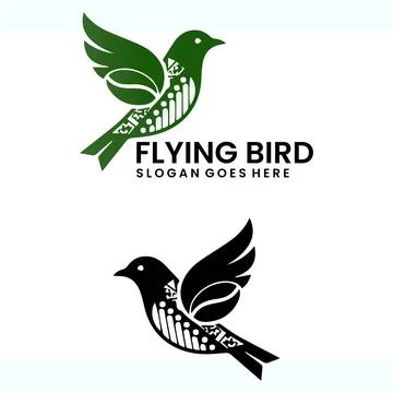 Coffee bean  Flying bird logo design Stock Illustration